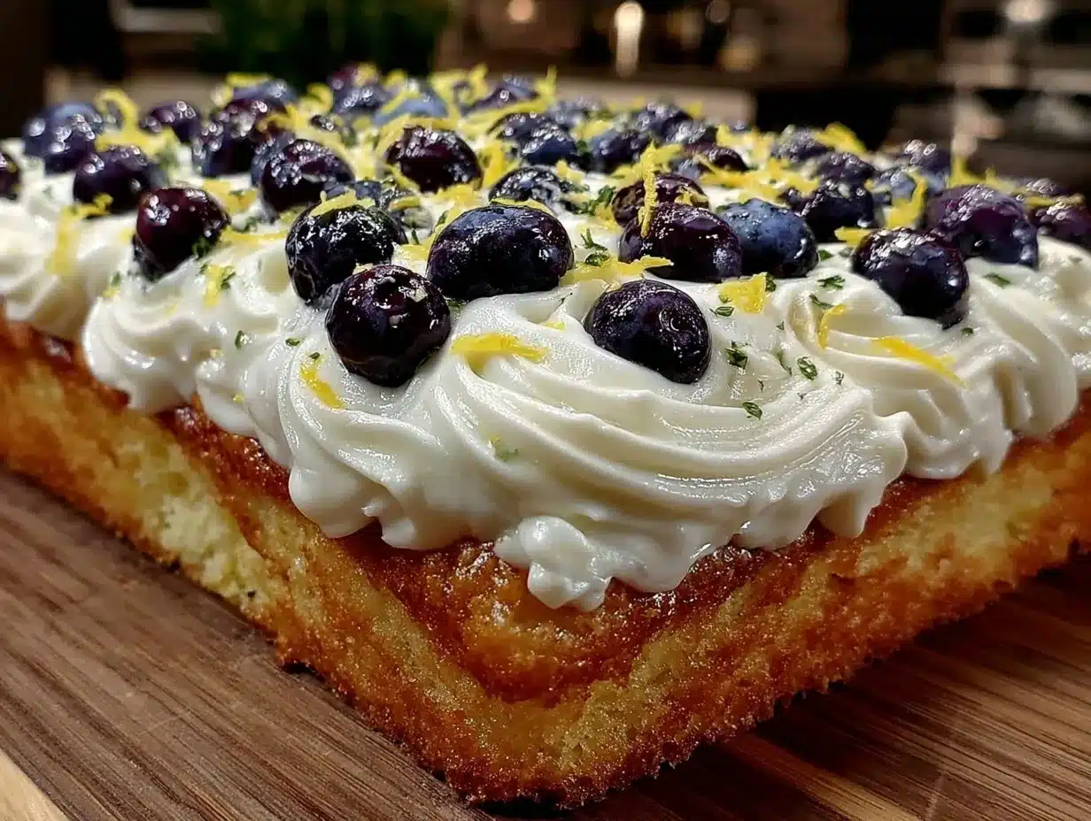 moist lemon blueberry sheet cake preparation steps