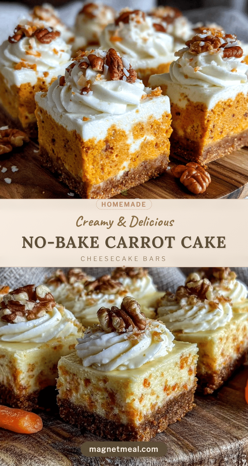 no bake carrot cake cheesecake bars recipe
