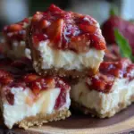 no-bake strawberry cheesecake bars - featured image