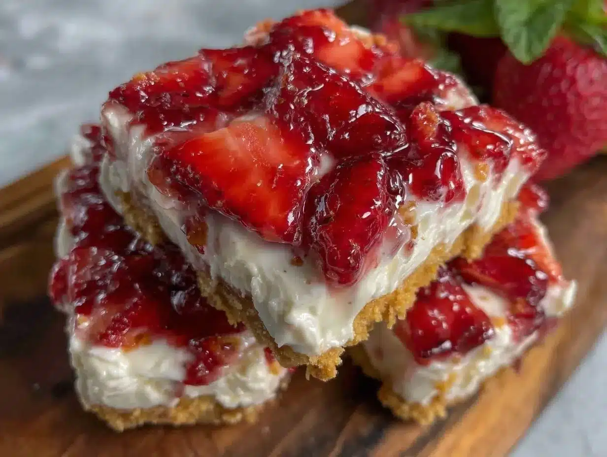 no-bake strawberry cheesecake bars preparation steps