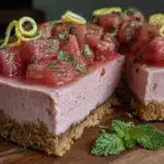 no-bake watermelon lemon cheesecake - featured image