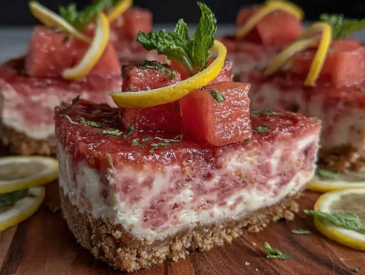 no-bake watermelon lemon cheesecake preparation steps