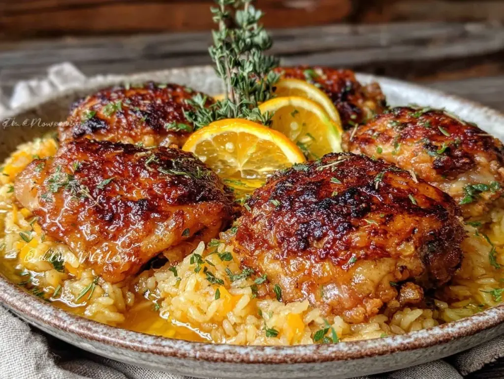 one-pot crispy lemon herb chicken and rice - featured image