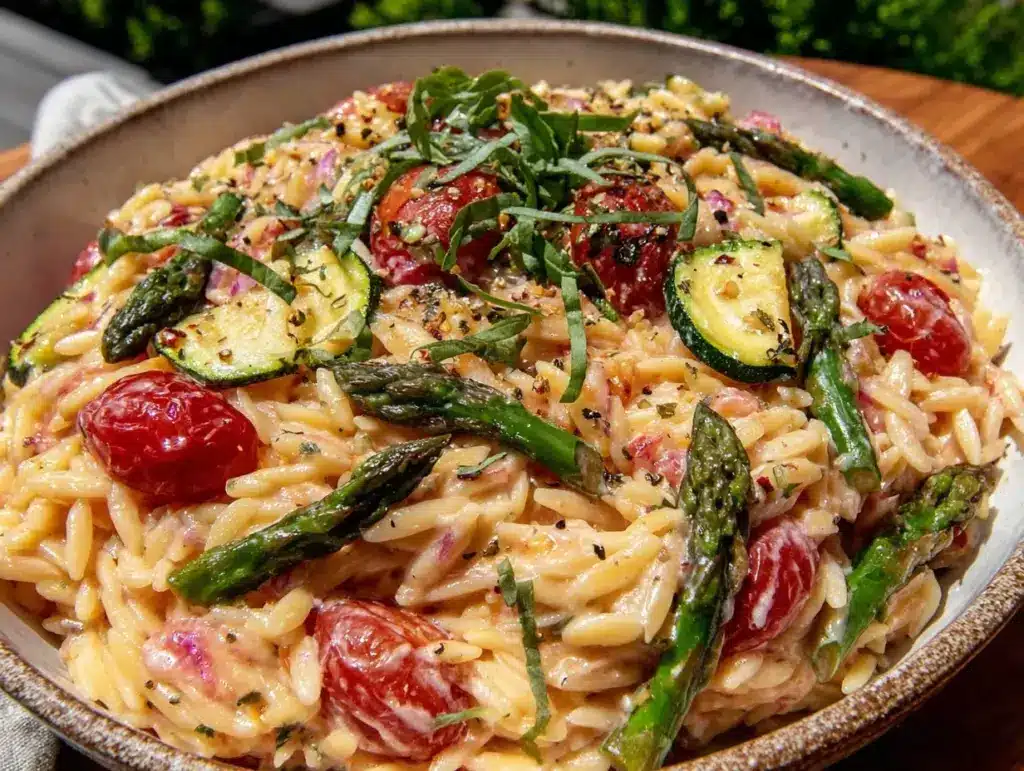 one-pot orzo summer primavera - featured image