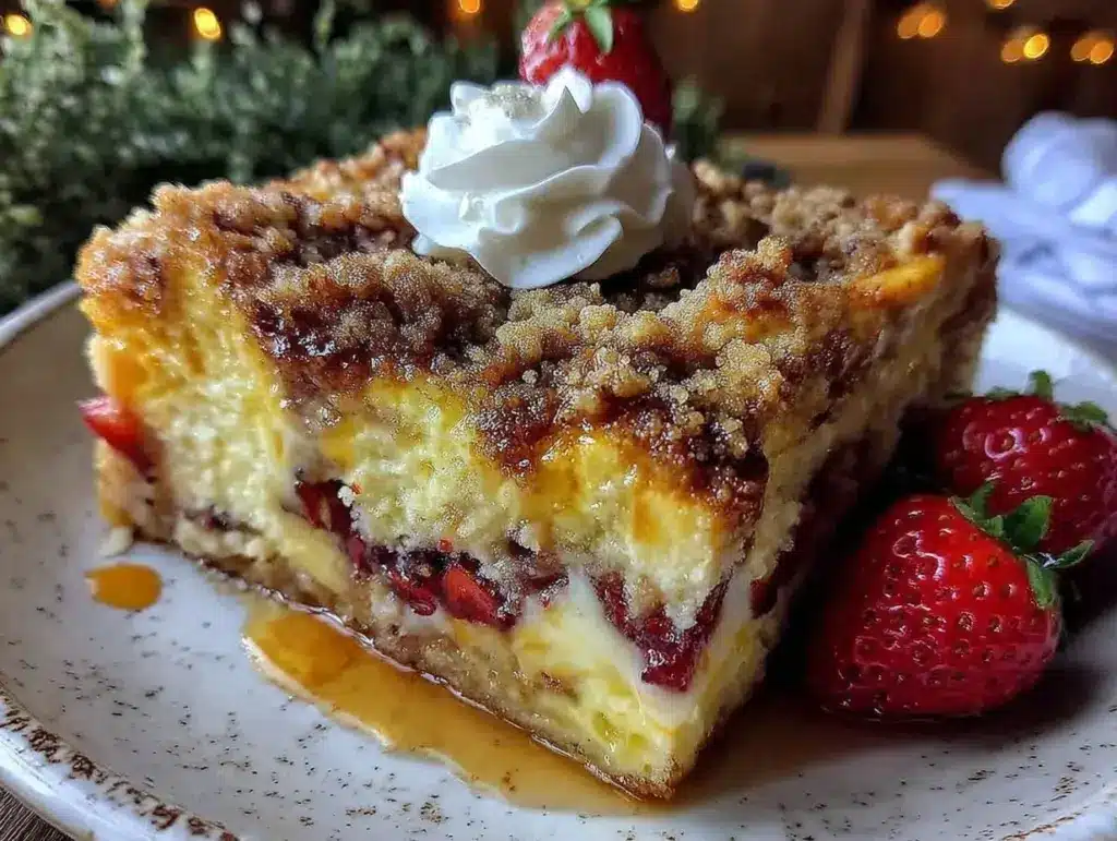 overnight strawberry cream cheese french toast bake - featured image
