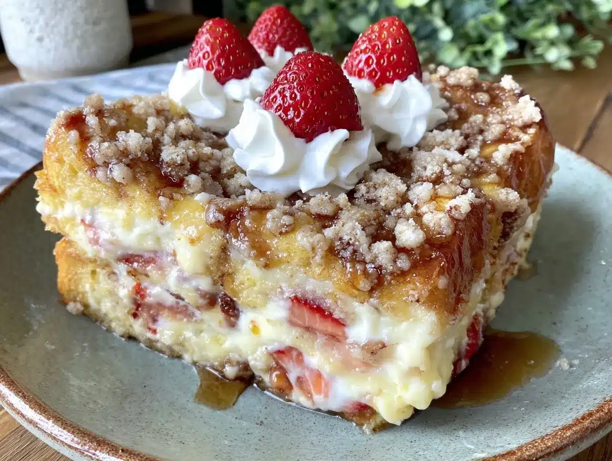 overnight strawberry cream cheese french toast bake preparation steps