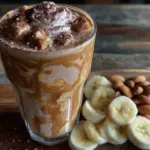 protein coffee banana almond butter smoothie - featured image