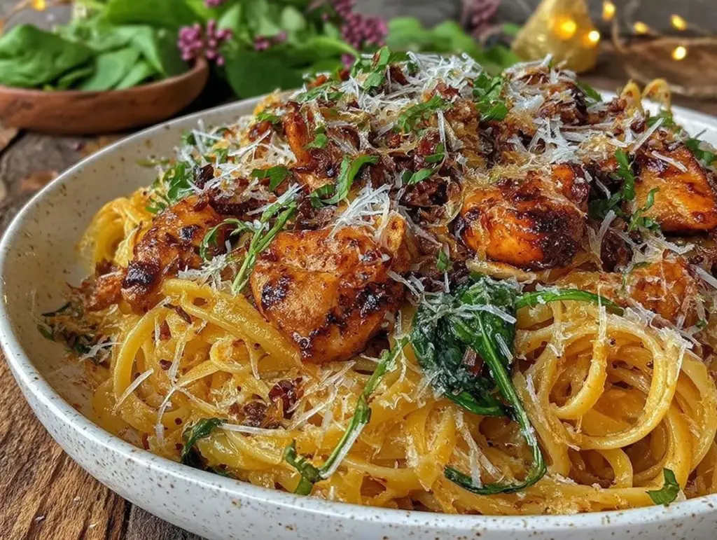 quick garlic brown butter chicken pasta - featured image