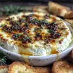 savory hot honey goat cheese dip - featured image