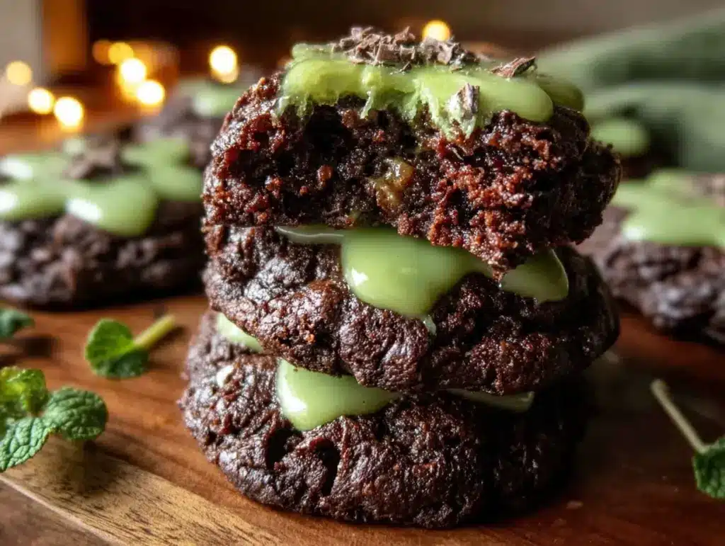 shamrock chocolate mint brownie cookies - featured image