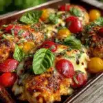 sheet pan caprese chicken - featured image