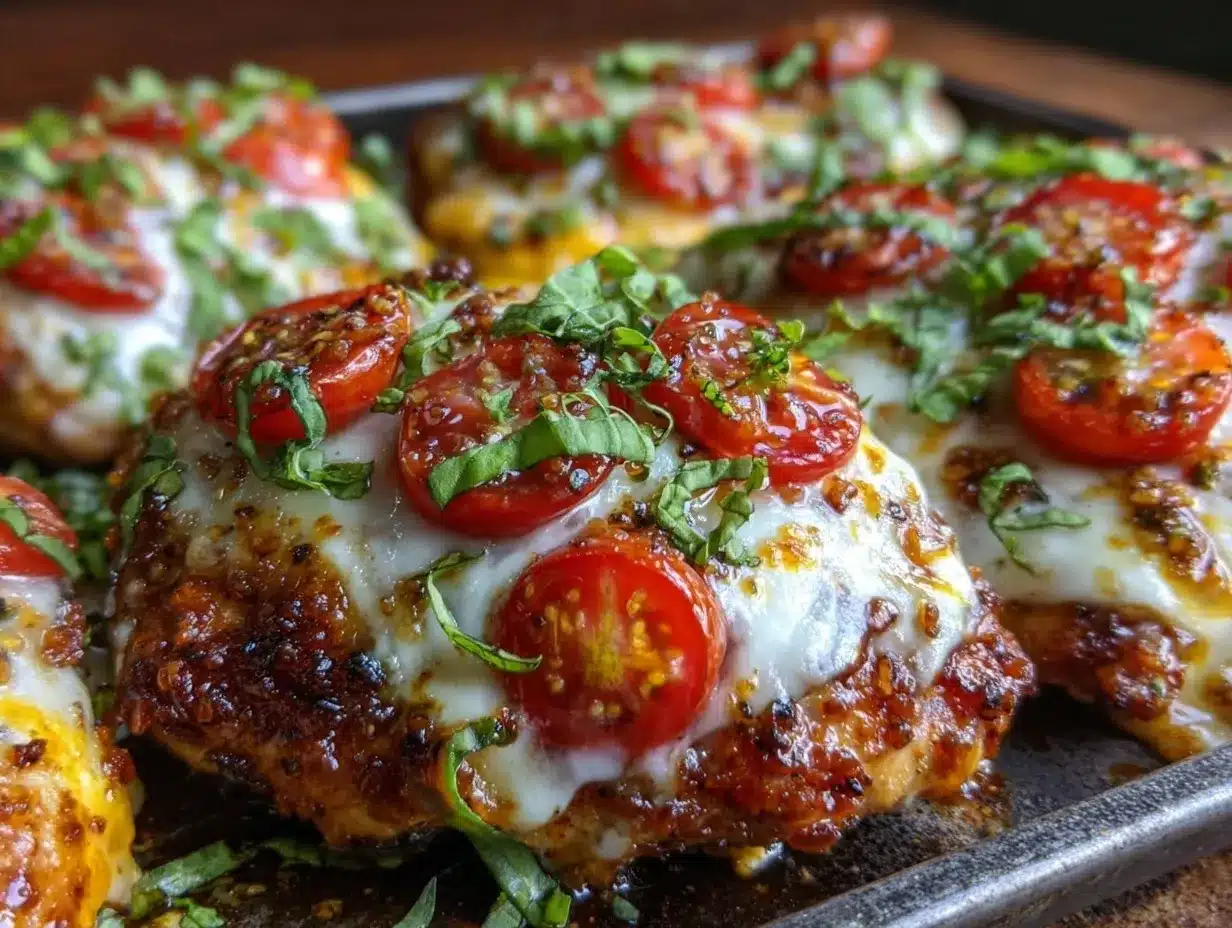 sheet pan caprese chicken preparation steps