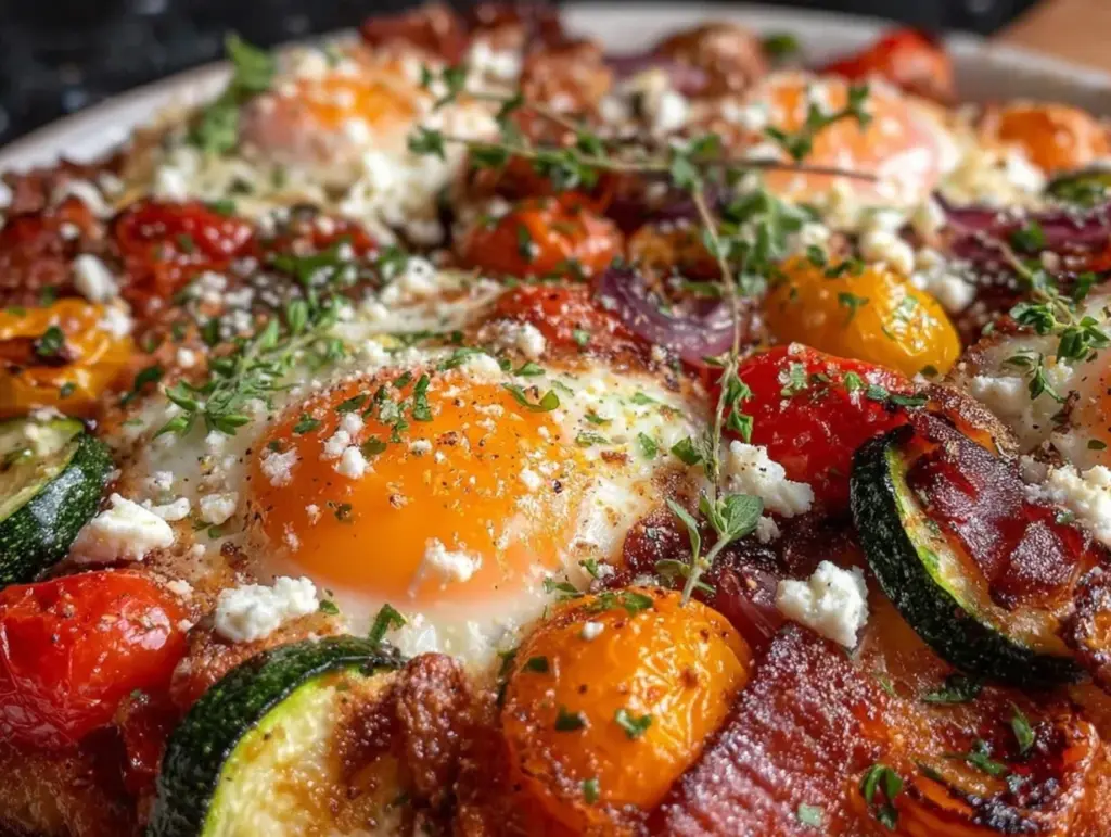 sheet pan eggs and roasted vegetables bake - featured image