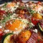 sheet pan eggs and roasted vegetables bake - featured image