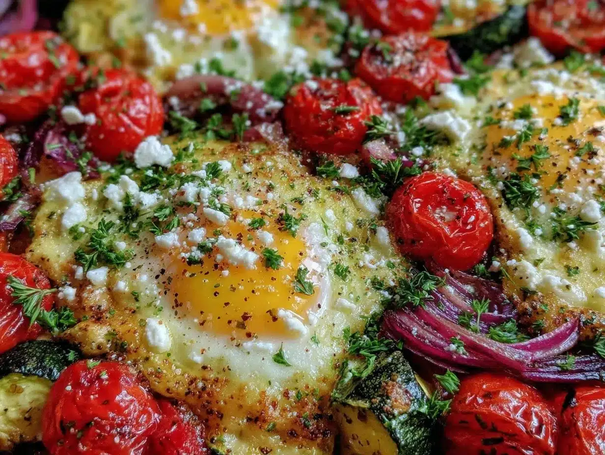 sheet pan eggs and roasted vegetables bake preparation steps