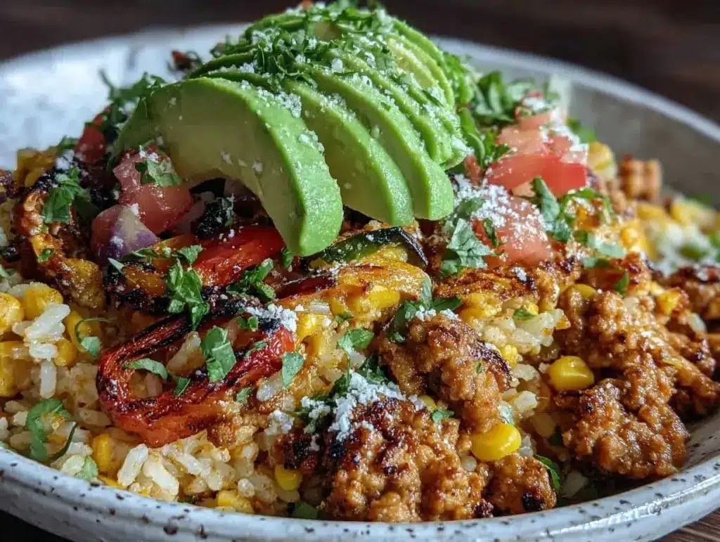 sheet pan ground turkey taco bowl - featured image