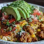 sheet pan ground turkey taco bowl - featured image