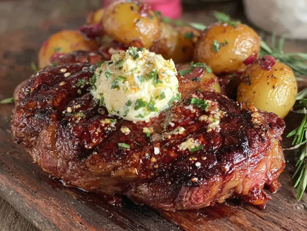 sheet pan reverse sear ribeye steak - featured image
