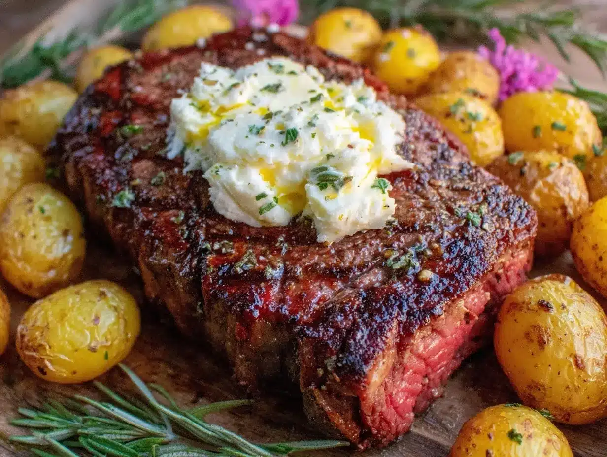 sheet pan reverse sear ribeye steak preparation steps
