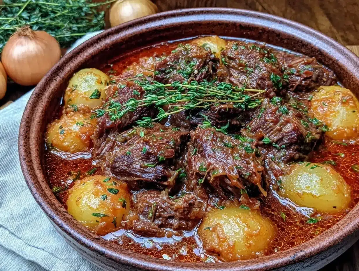 slow cooker french onion beef stew preparation steps