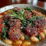 slow cooker tuscan white bean and sausage stew - featured image