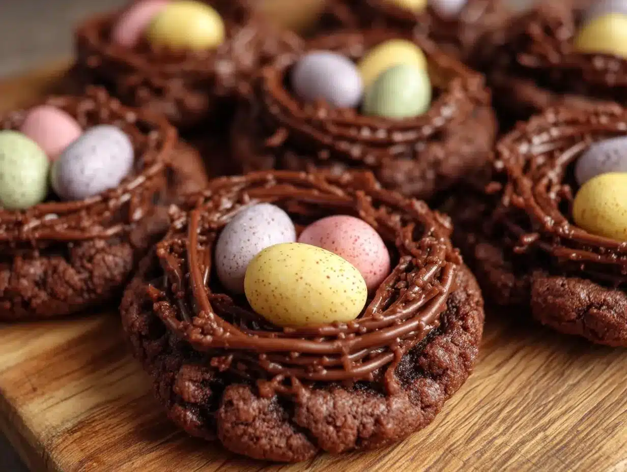 small batch Easter nest chocolate cookies preparation steps