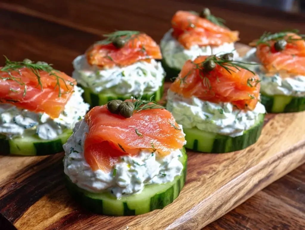smoked salmon cucumber bites - featured image