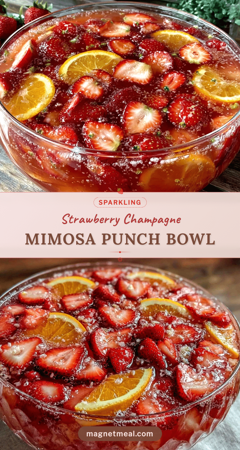 sparkling strawberry champagne mimosa punch bowl recipe