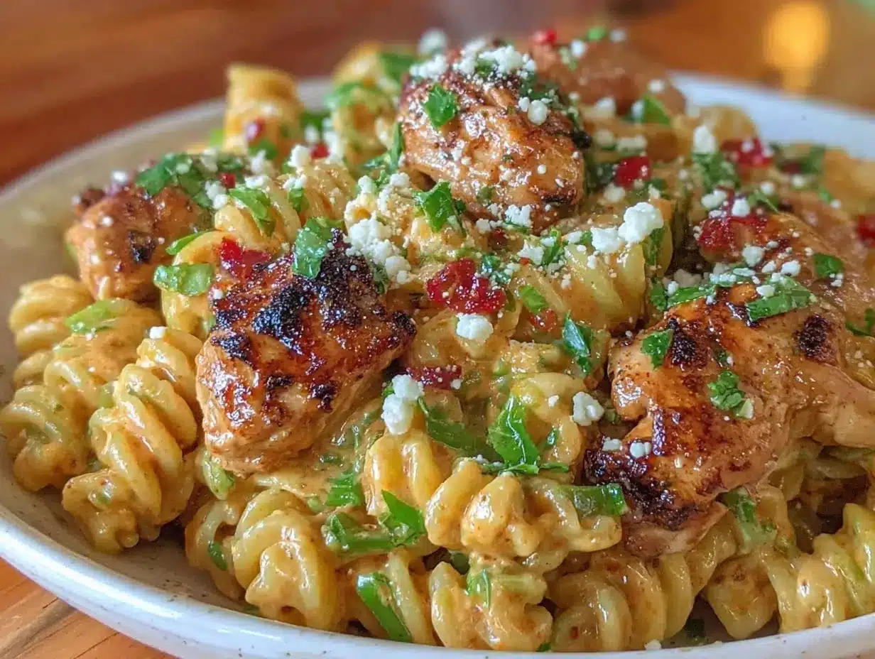 spicy chipotle chicken street corn pasta salad preparation steps