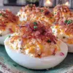 spicy sriracha deviled eggs - featured image