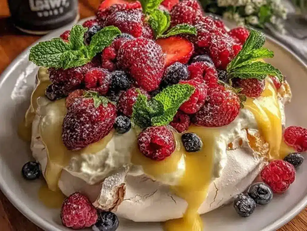 spring berry pavlova - featured image
