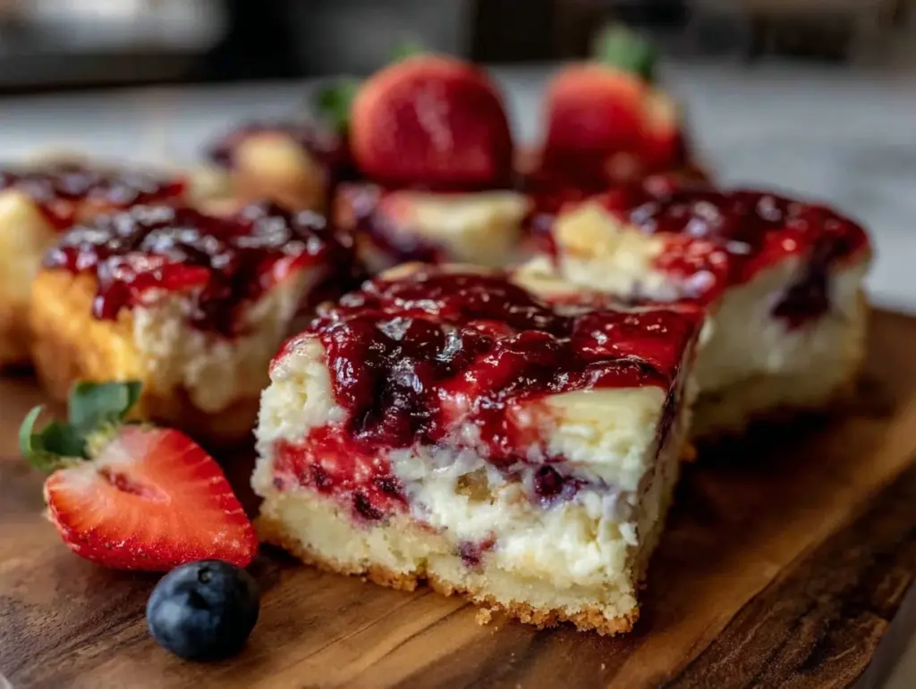 stars and stripes cheesecake bars - featured image