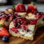 stars and stripes cheesecake bars - featured image
