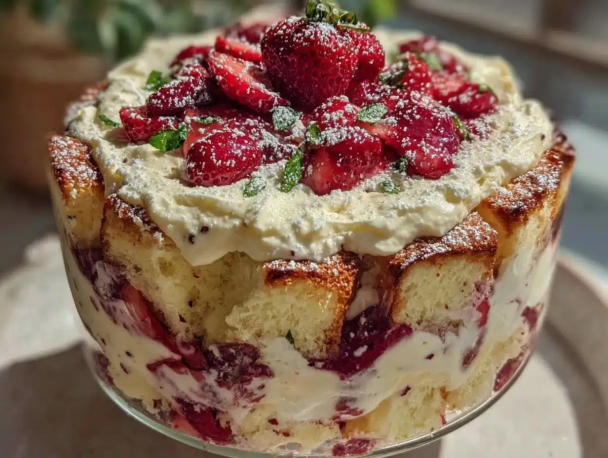 Strawberry Angel Food Trifle preparation steps