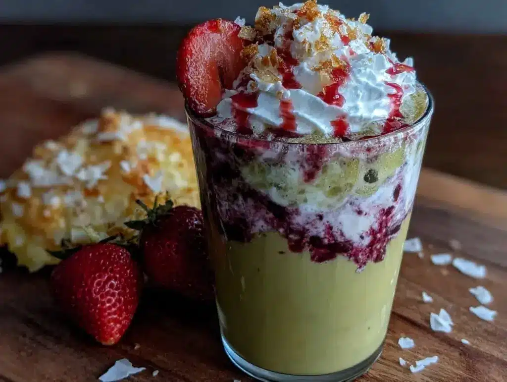 strawberry coconut matcha latte - featured image