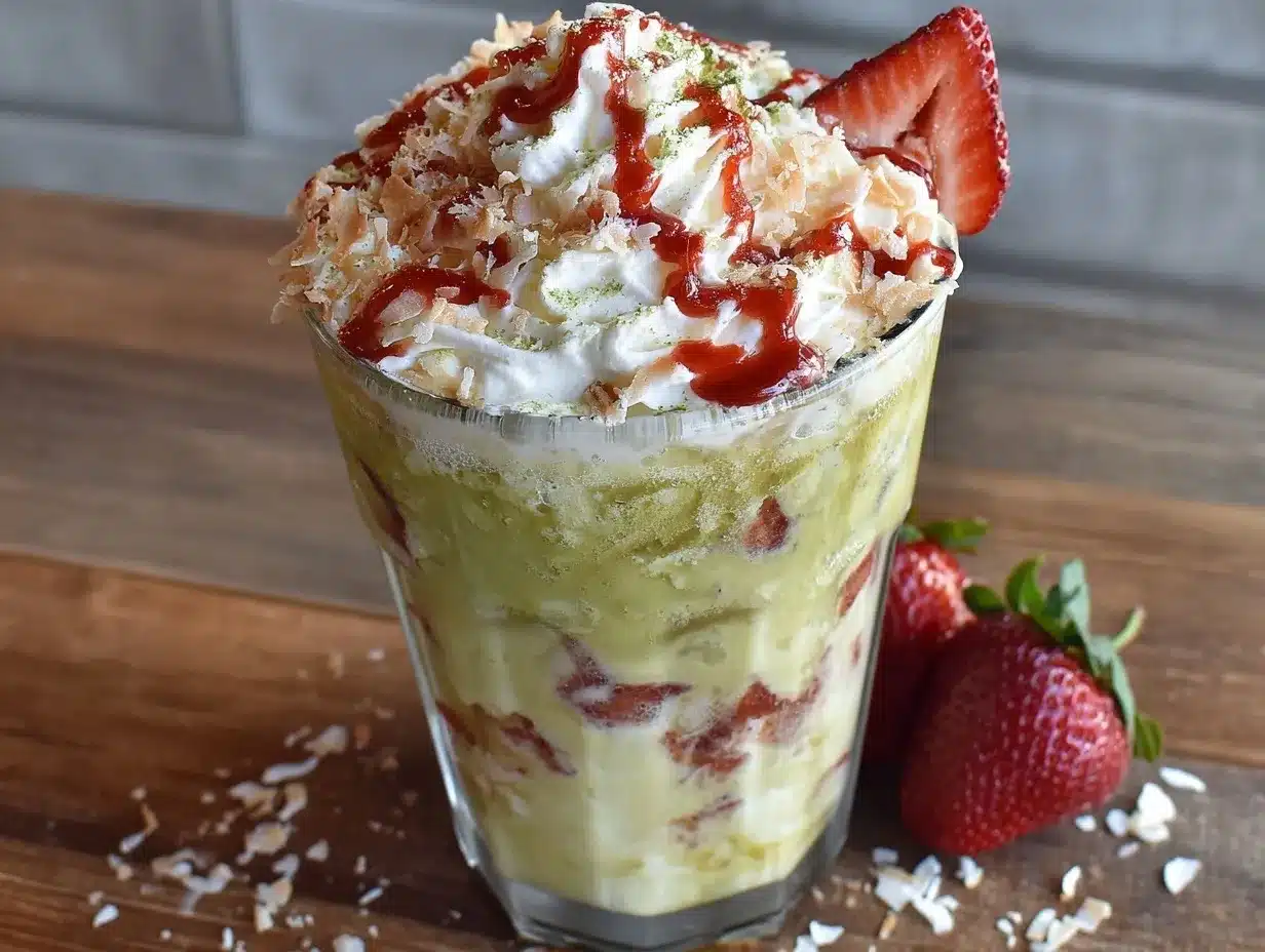 strawberry coconut matcha latte preparation steps
