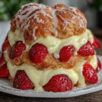 strawberry cream puff tower - featured image