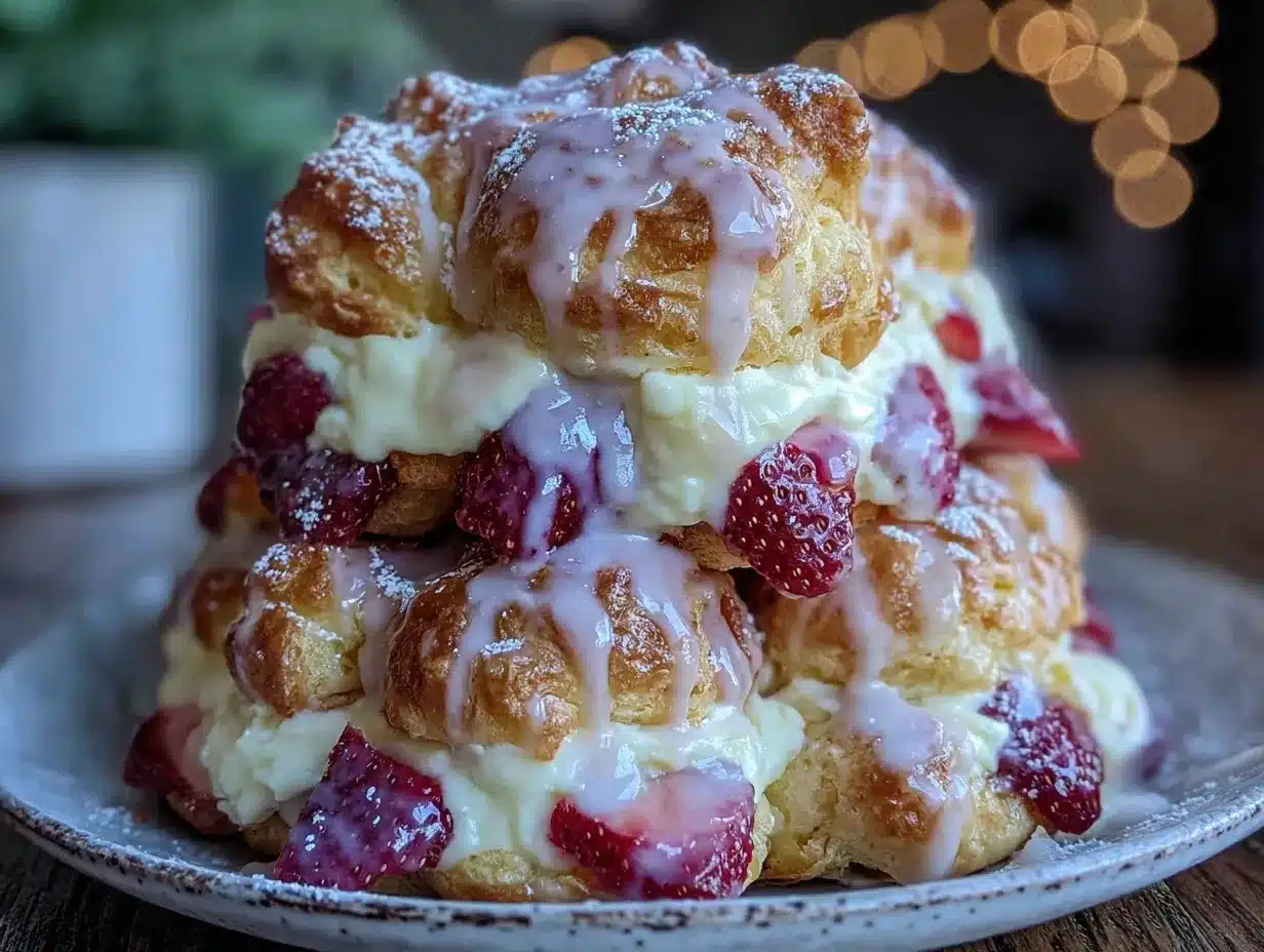 strawberry cream puff tower preparation steps
