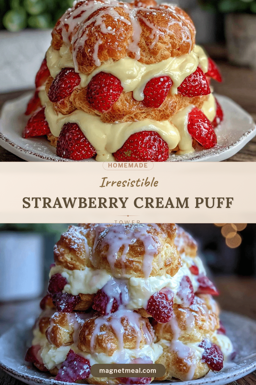 strawberry cream puff tower recipe