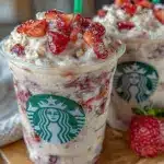 summer strawberry coconut pink drink recipe - featured image