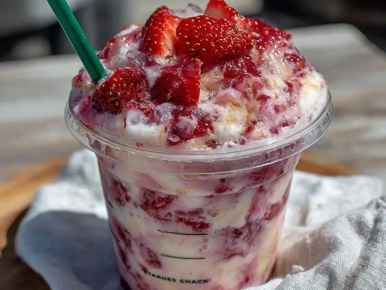 summer strawberry coconut pink drink recipe preparation steps