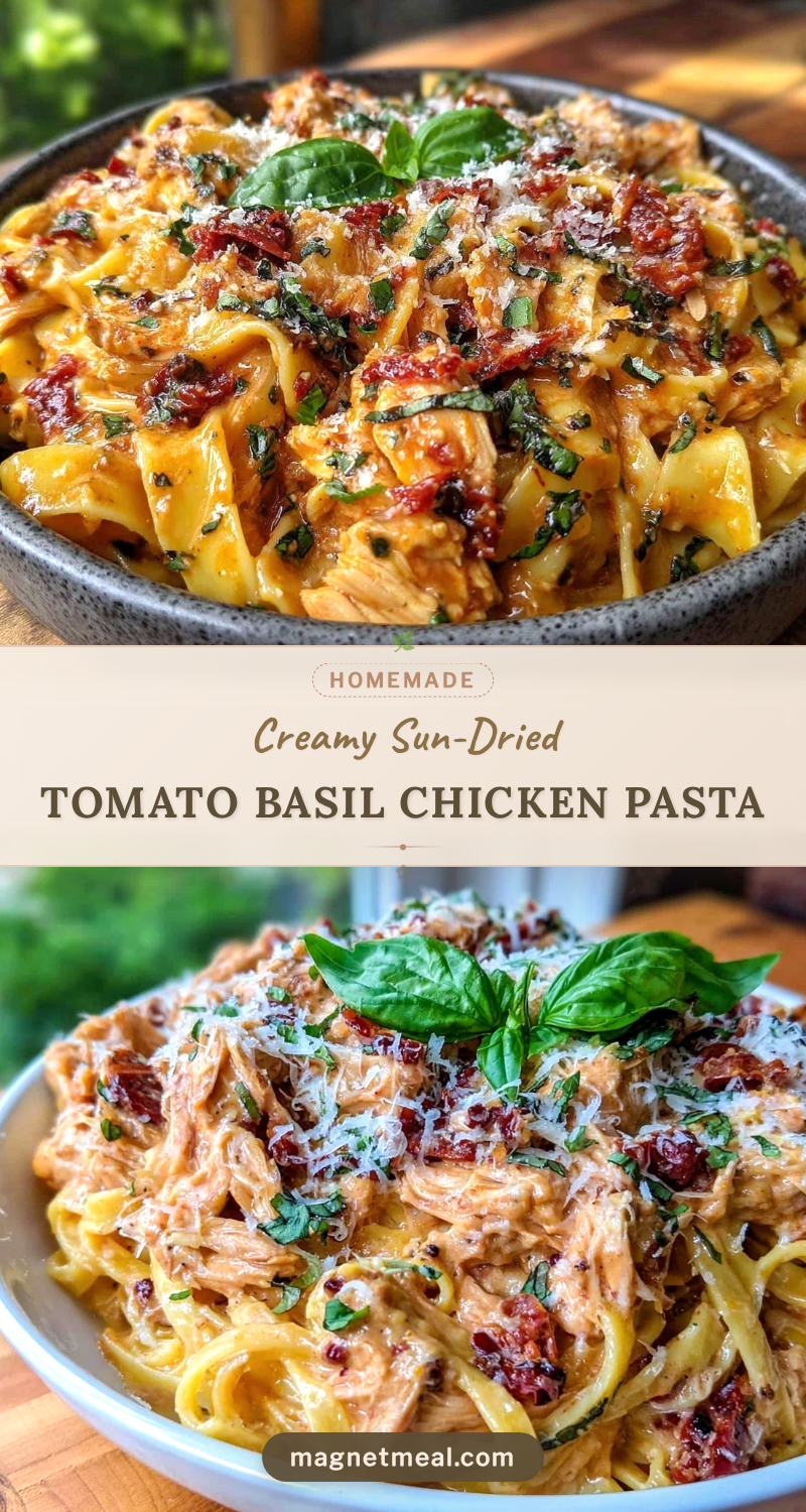 sun-dried tomato basil shredded chicken pasta recipe