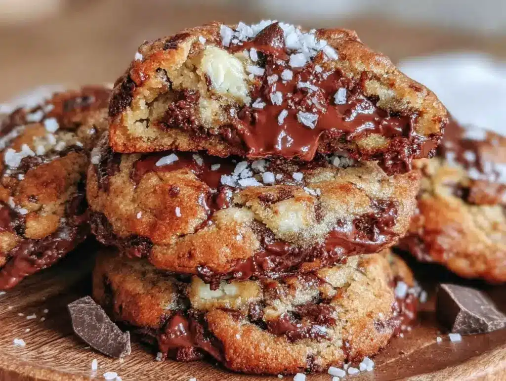 triple chocolate brown butter cookies - featured image