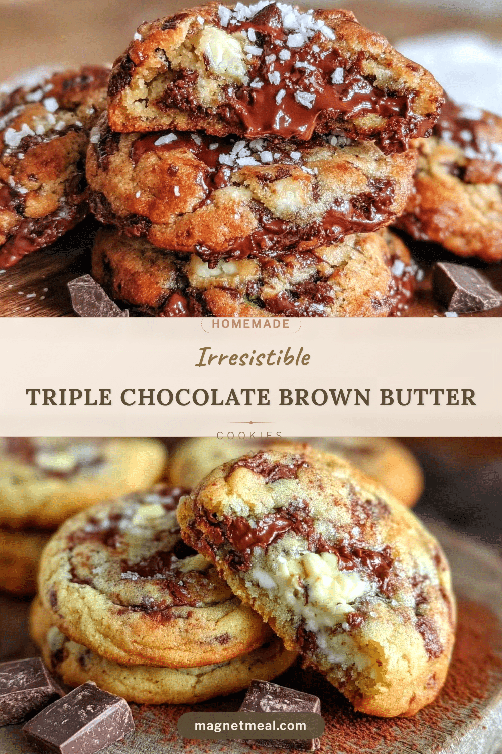 triple chocolate brown butter cookies recipe