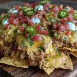 ultimate loaded nachos with three meats - featured image