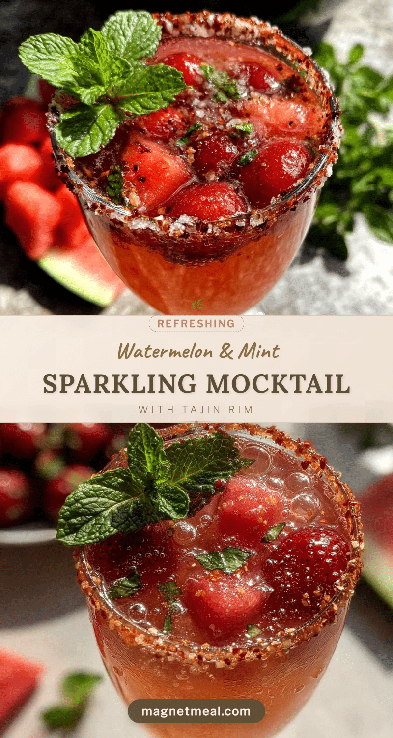 Watermelon Mint Sparkling Mocktail recipe