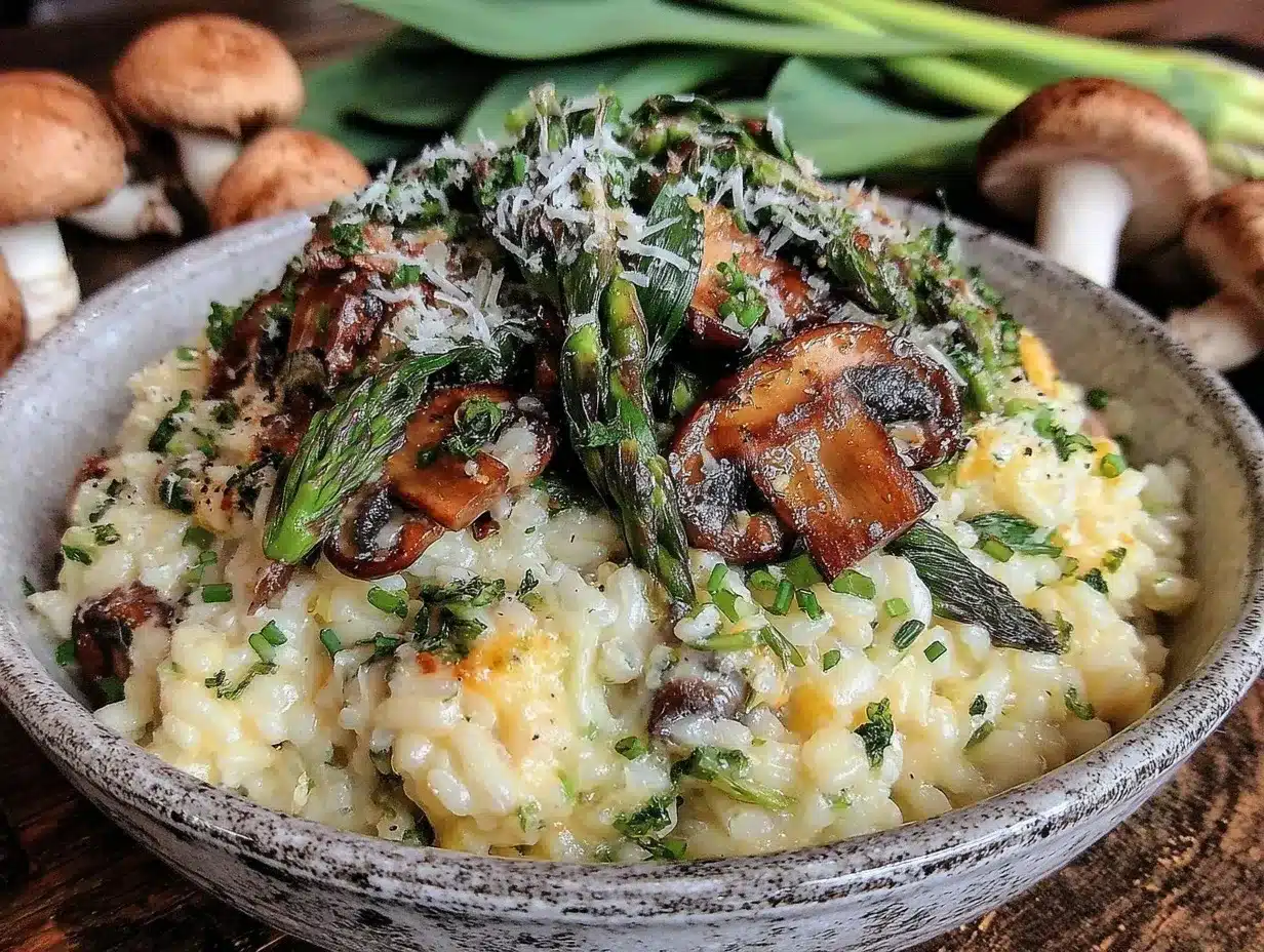 wild ramp and mushroom risotto preparation steps
