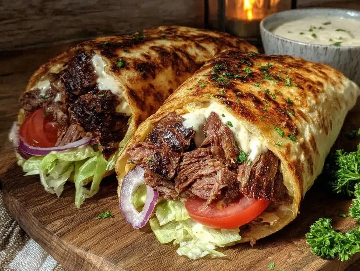 beef shawarma wrap preparation steps