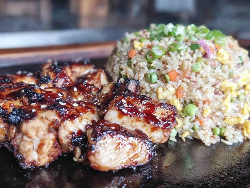 blackstone hibachi chicken and fried rice - featured image