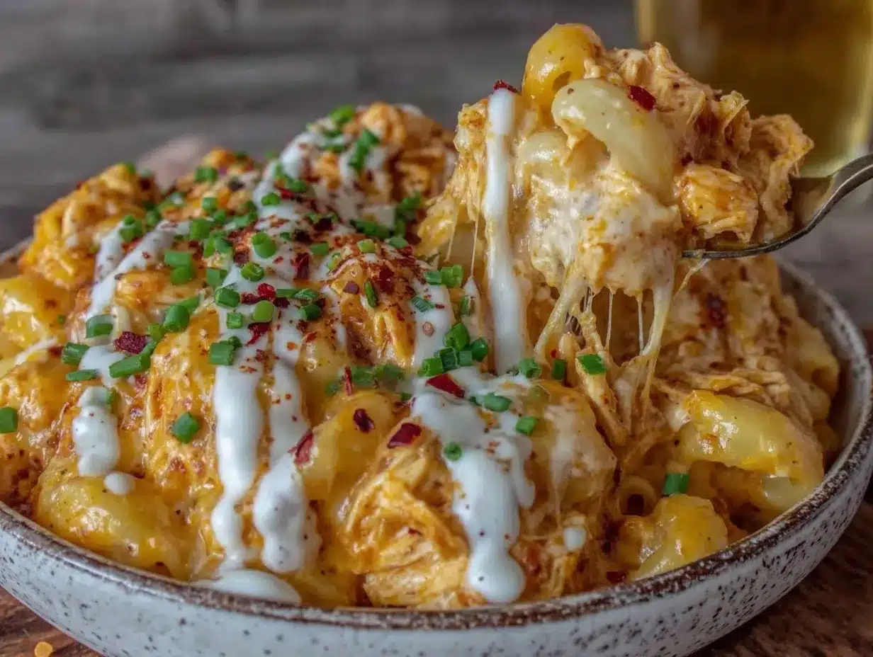 Buffalo Chicken Mac and Cheese preparation steps